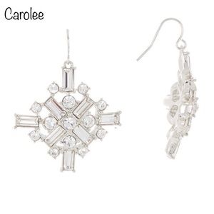 COPY - Large Crystal Cluster Drop Earrings - silver